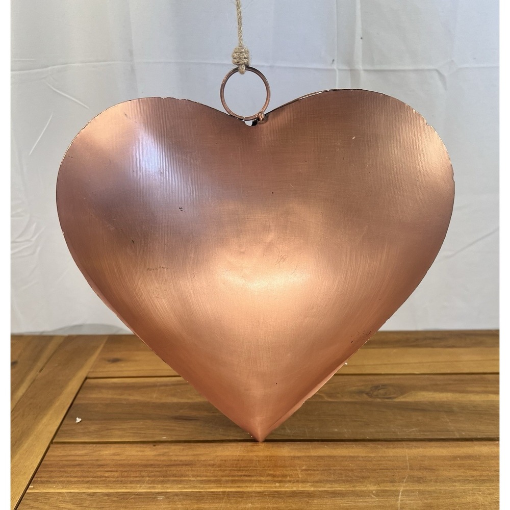 Hand Hammered Rustic Copper Heart Wall Decor Farmhouse Hanging 11" Primitive